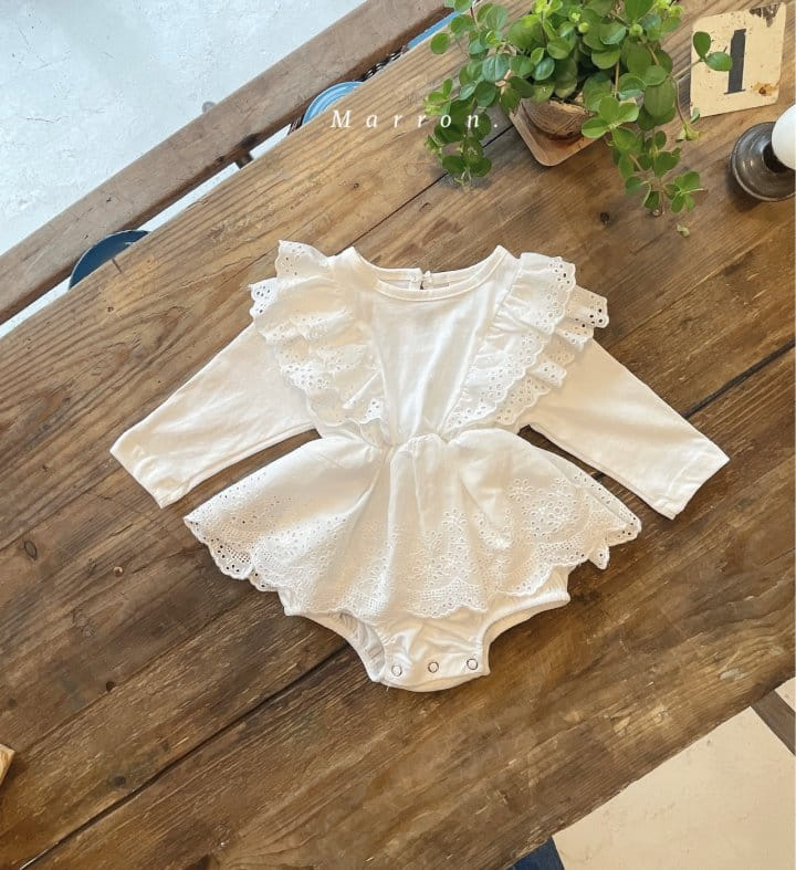 Marron Kid - Korean Baby Fashion - #babygirlfashion - Vanilla Lace Bodysuit - 9