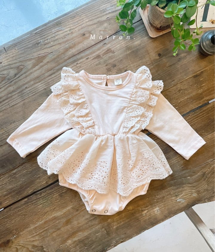 Marron Kid - Korean Baby Fashion - #onlinebabyshop - Vanilla Lace Bodysuit - 2