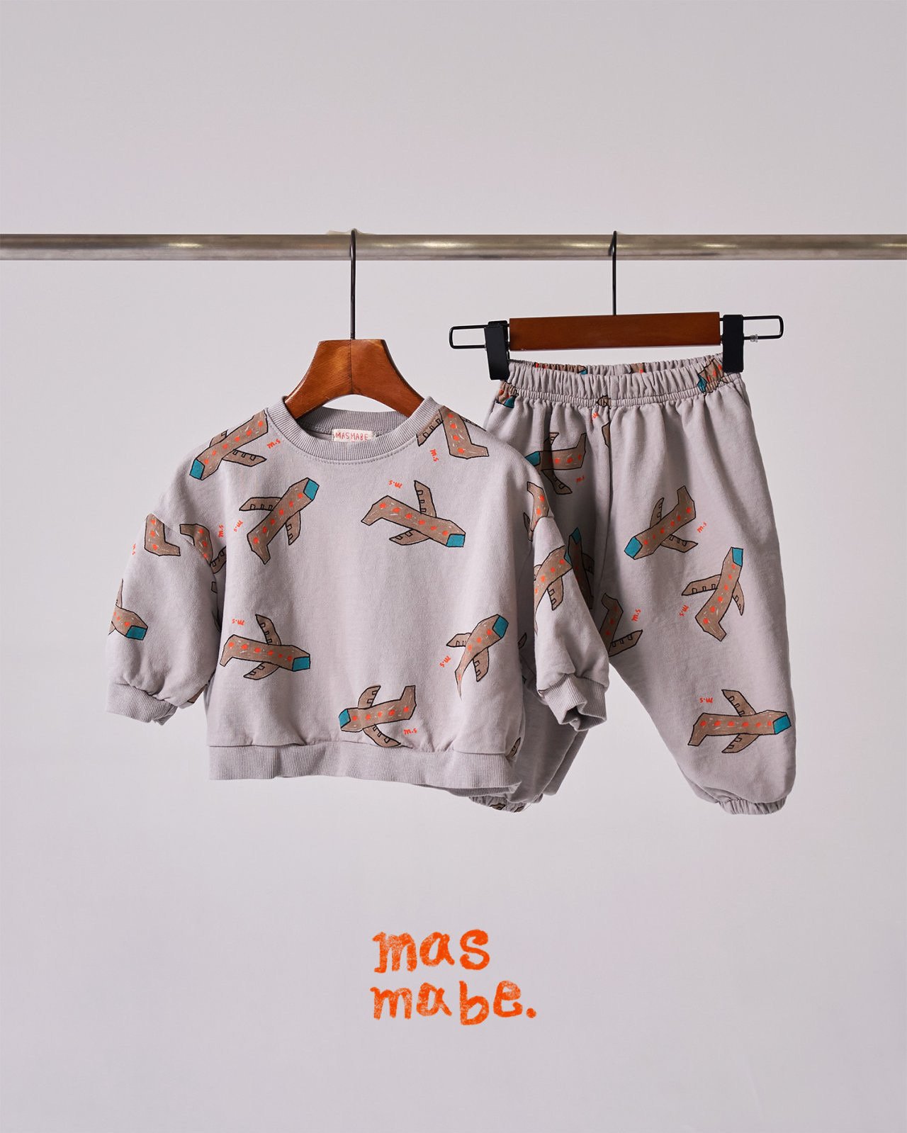 Masmabe - Korean Children Fashion - #toddlerclothing - Airplane Friends Top Bottom Set - 6