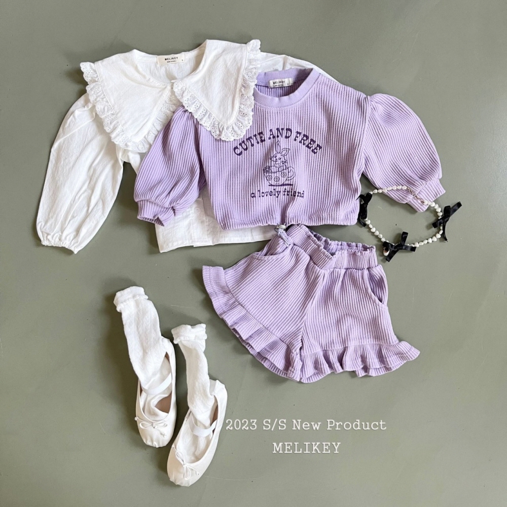 Melikey - Korean Children Fashion - #childofig - Barnie Waffle Top Bottom Set