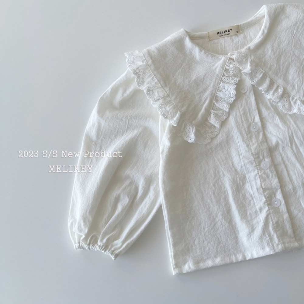 Melikey - Korean Children Fashion - #designkidswear - Basic Lace Frill Blouse