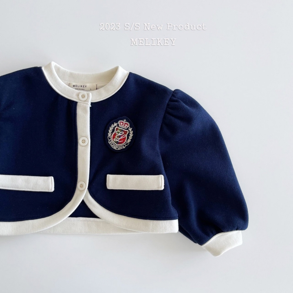 Melikey - Korean Children Fashion - #discoveringself - Color Bolero Cardigan With Wapen - 3