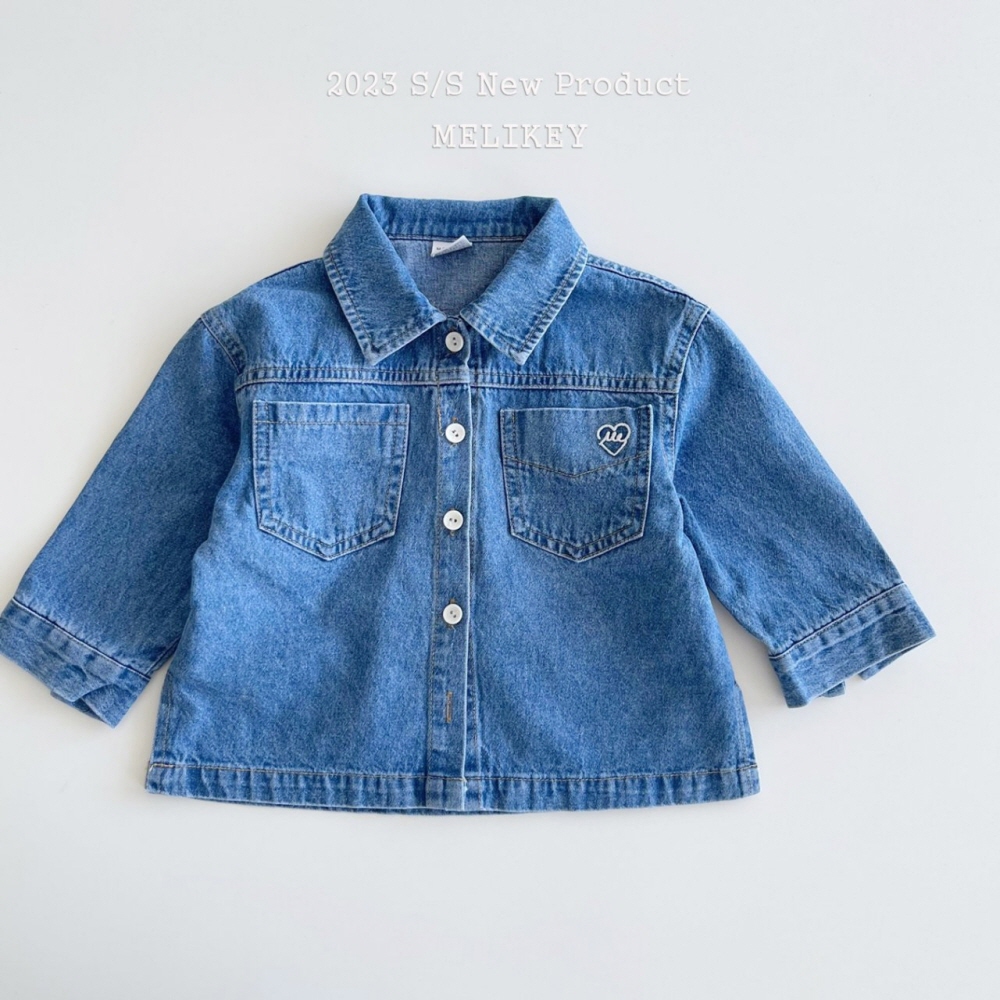 Melikey - Korean Children Fashion - #kidsshorts - Denim Pocket Shirt