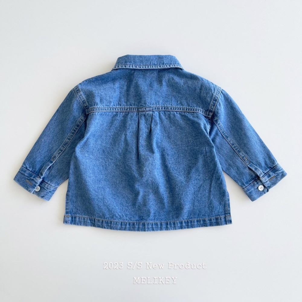 Melikey - Korean Children Fashion - #kidsstore - Denim Pocket Shirt - 2