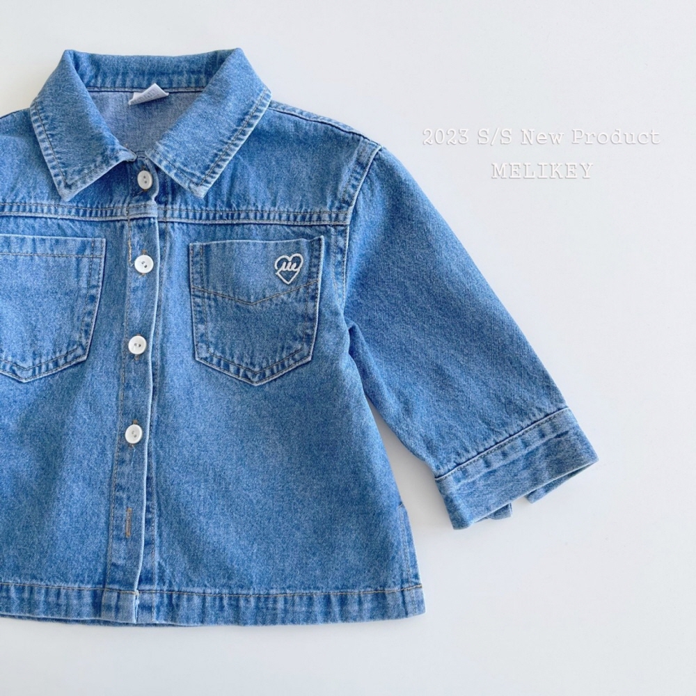 Melikey - Korean Children Fashion - #kidzfashiontrend - Denim Pocket Shirt - 3
