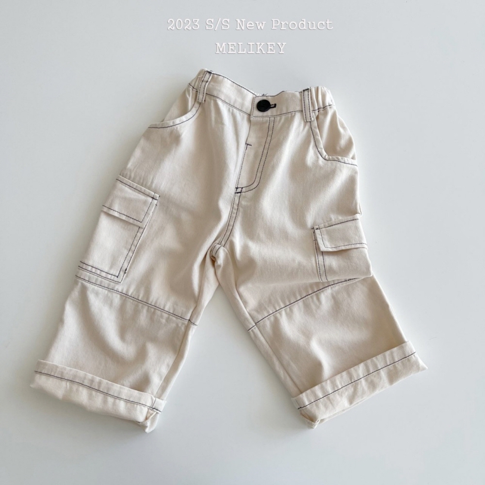 Melikey - Korean Children Fashion - #kidzfashiontrend - Stitch Pants Cream - 2