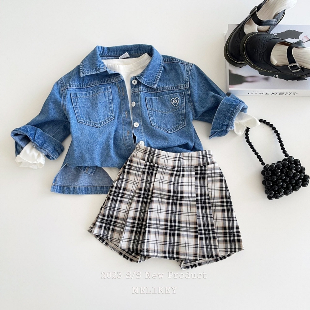Melikey - Korean Children Fashion - #stylishchildhood - Sprinf Check Skirt Shorts - 8