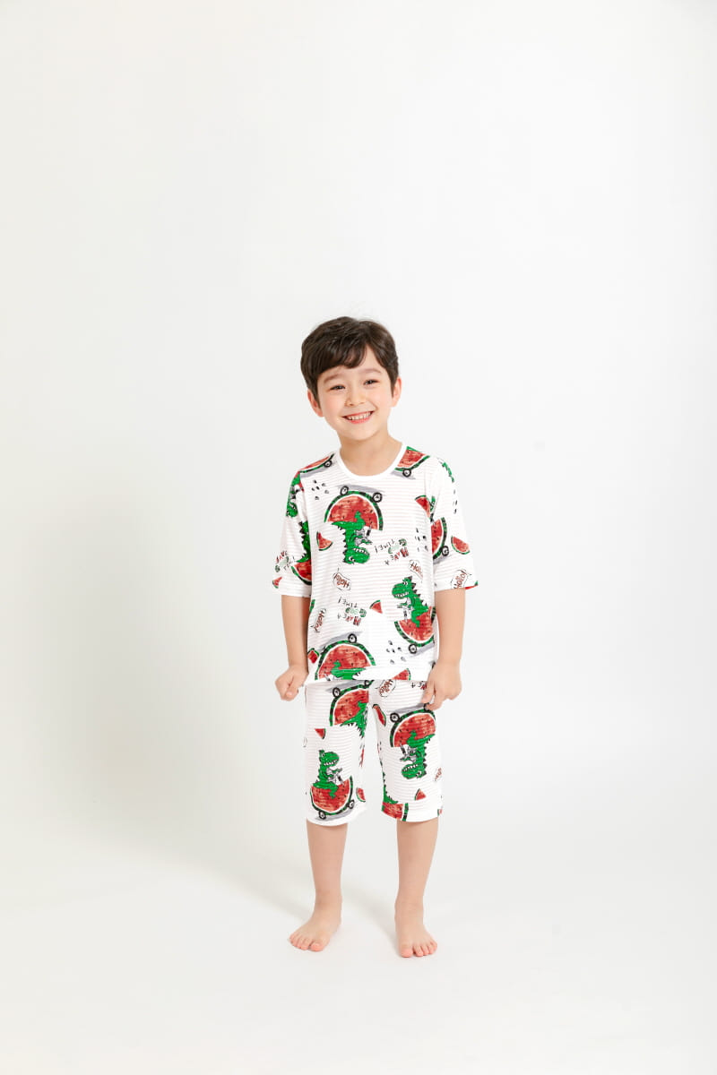 Mellis - Korean Children Fashion - #childofig - Watermelon Dino Jacquard 7 Easywear