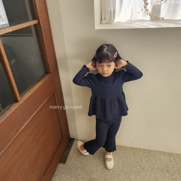 Merry Go Round - Korean Children Fashion - #littlefashionista - Rib Top Bottom Set - 2