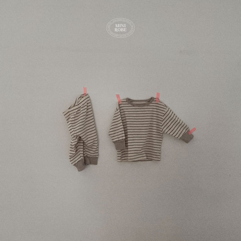 Mini Robe - Korean Baby Fashion - #babyclothing - Bebe Organic Stripes Top Bottom Set - 8