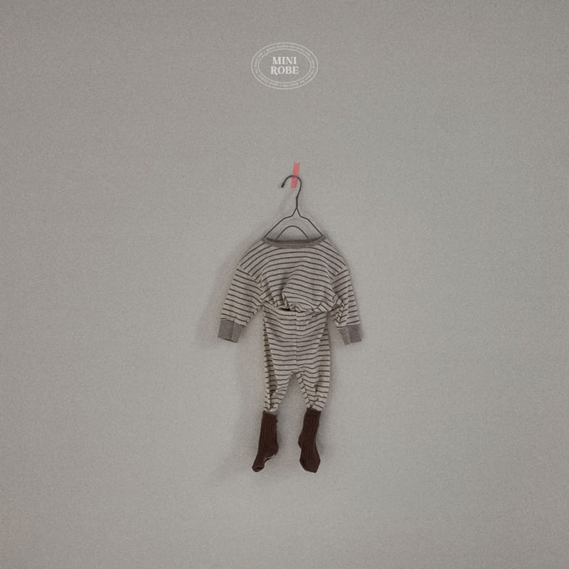 Mini Robe - Korean Baby Fashion - #babyoutfit - Bebe Organic Stripes Top Bottom Set