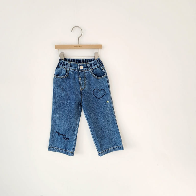 Momo Ann - Korean Children Fashion - #discoveringself - Heart Embroidery Jeans - 10
