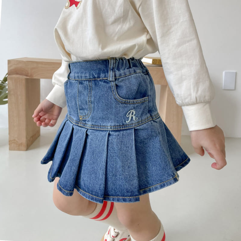 Momo Ann - Korean Children Fashion - #fashionkids - Wrinkle Denim Skirt Pants - 2