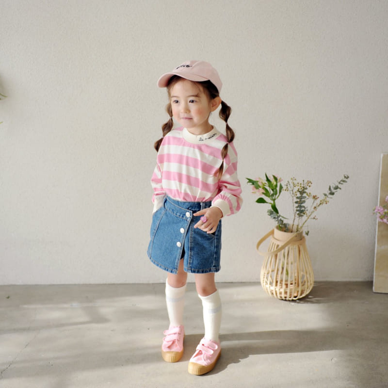 Momo Ann - Korean Children Fashion - #kidsshorts - Denim Wrap Shorts - 6
