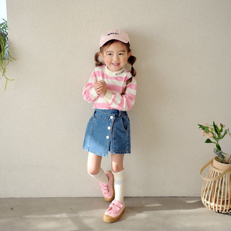 Momo Ann - Korean Children Fashion - #kidsstore - Denim Wrap Shorts - 7