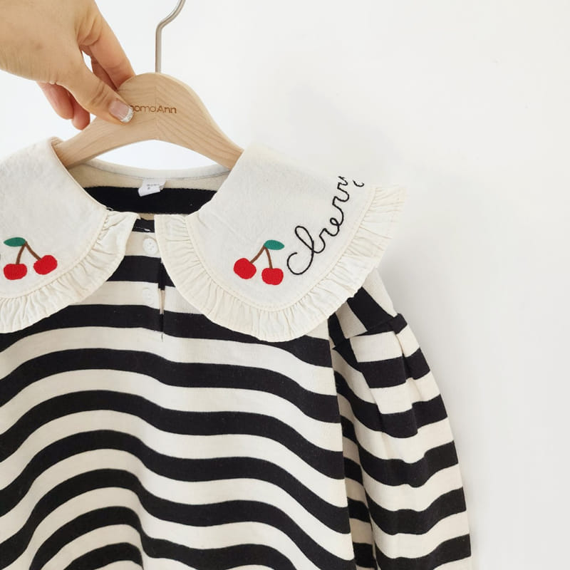 Momo Ann - Korean Children Fashion - #kidzfashiontrend - Cherry Collar Sweatshirt - 10