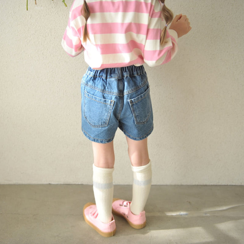 Momo Ann - Korean Children Fashion - #kidzfashiontrend - Denim Wrap Shorts - 8