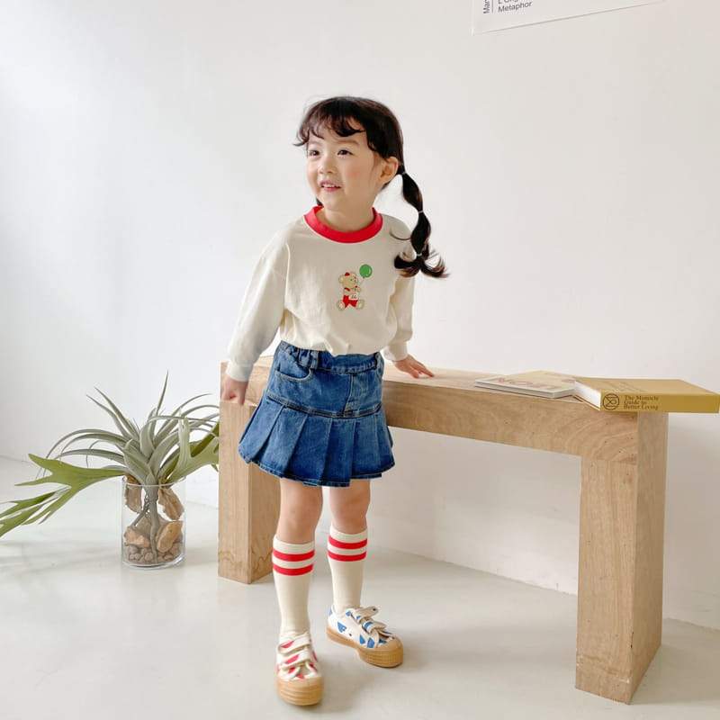 Momo Ann - Korean Children Fashion - #littlefashionista - Wrinkle Denim Skirt Pants - 7