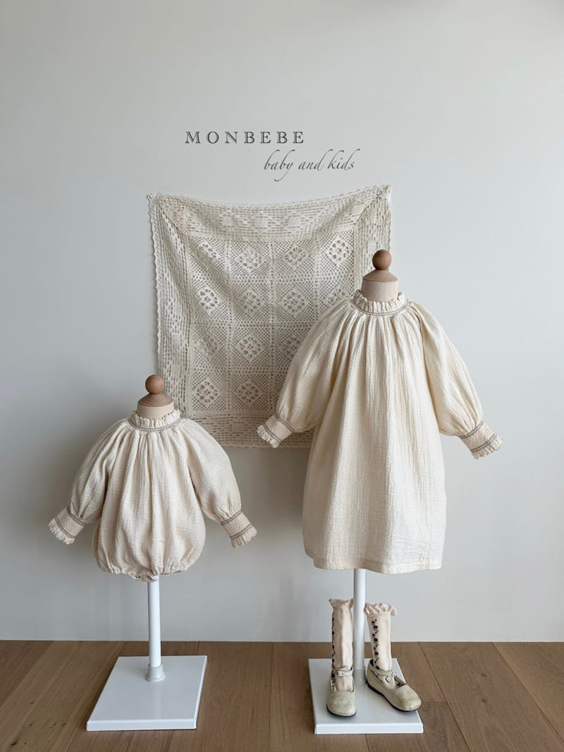 Monbebe - Korean Baby Fashion - #babyboutiqueclothing - Beeb Cream Smocked Bodysuit - 11