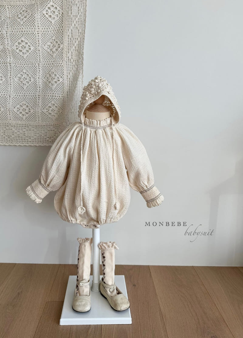 Monbebe - Korean Baby Fashion - #babyclothing - Beeb Cream Smocked Bodysuit - 12