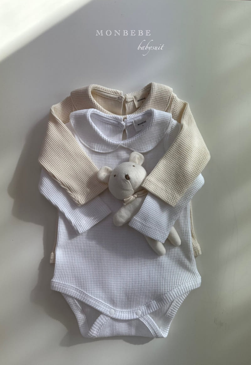 Monbebe - Korean Baby Fashion - #babyfever - Waffle Collar Bodysuit - 2