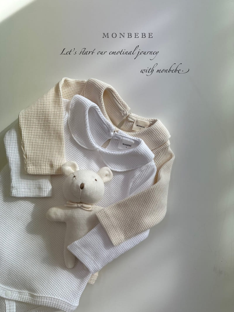 Monbebe - Korean Baby Fashion - #babygirlfashion - Waffle Collar Bodysuit - 3