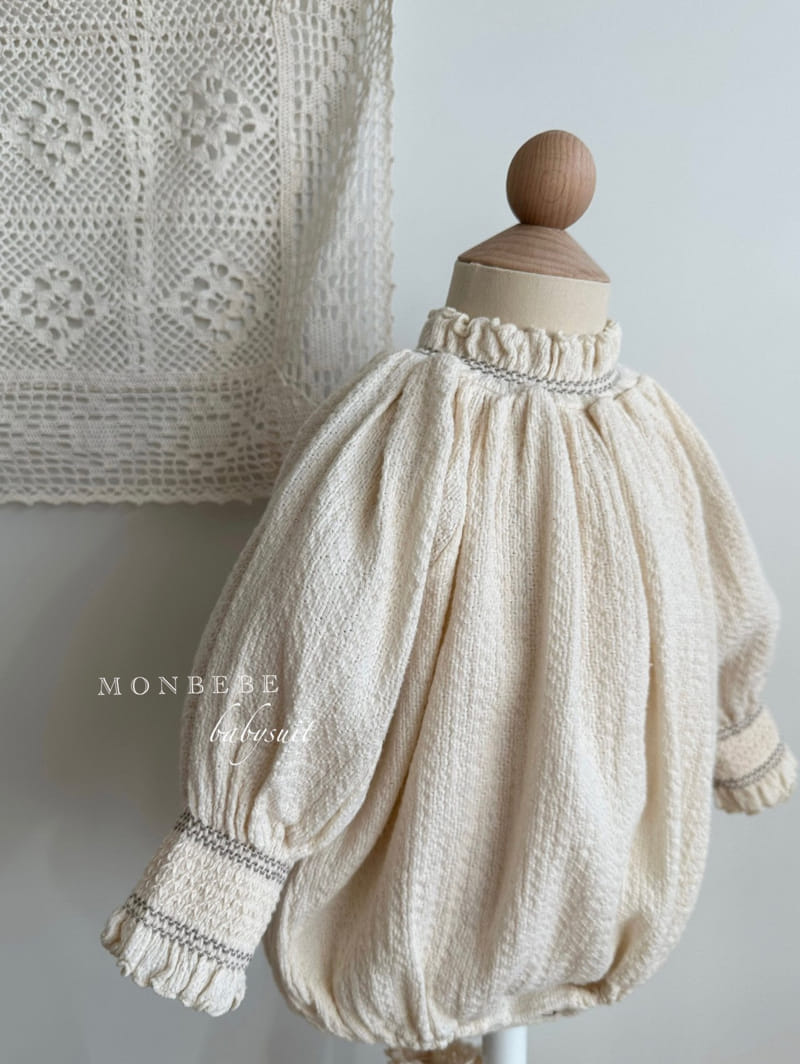 Monbebe - Korean Baby Fashion - #babywear - Beeb Cream Smocked Bodysuit - 6