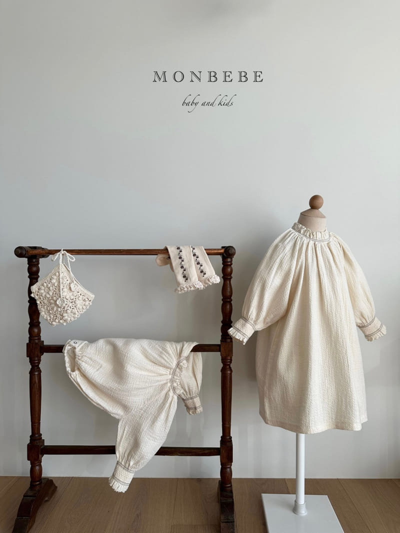 Monbebe - Korean Baby Fashion - #onlinebabyboutique - Beeb Cream Smocked Bodysuit - 7