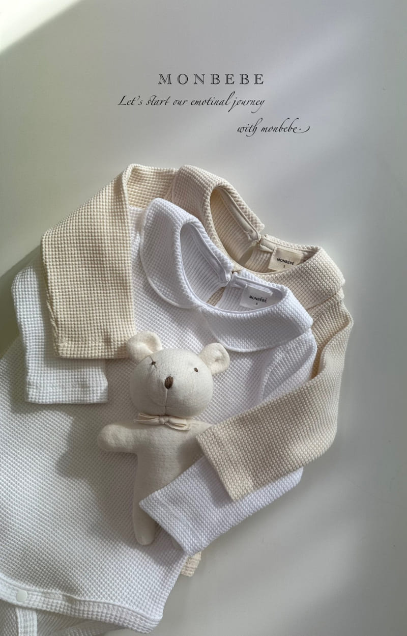 Monbebe - Korean Baby Fashion - #onlinebabyshop - Waffle Collar Bodysuit - 11