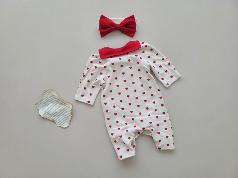 Moran - Korean Baby Fashion - #babyboutique - Mini Heart Bodysuit Set - 3