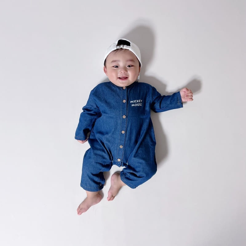 Moran - Korean Baby Fashion - #babygirlfashion - Denim Mickey Bodysuit - 3
