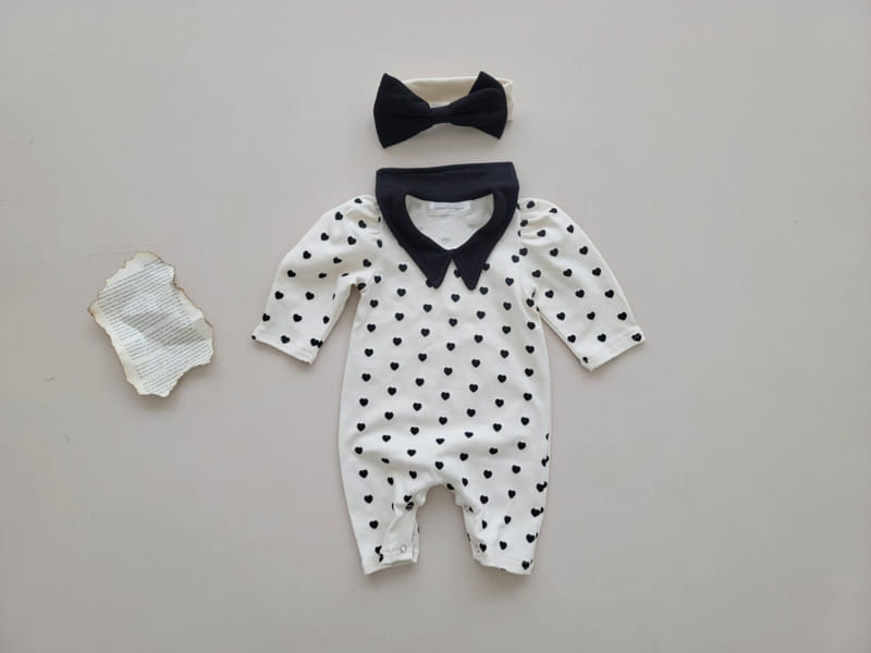 Moran - Korean Baby Fashion - #onlinebabyshop - Mini Heart Bodysuit Set