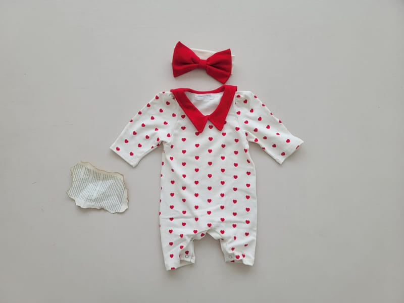 Moran - Korean Baby Fashion - #smilingbaby - Mini Heart Bodysuit Set - 2
