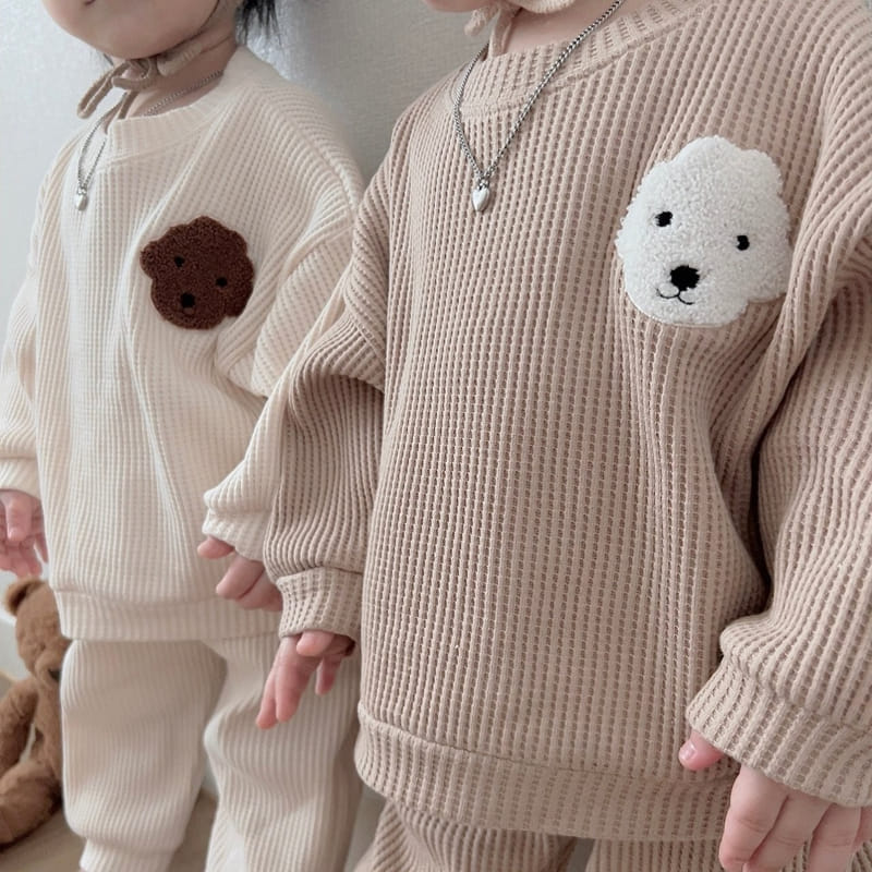 Moran - Korean Children Fashion - #Kfashion4kids - Waffle Puppy Top Bottom Set - 9
