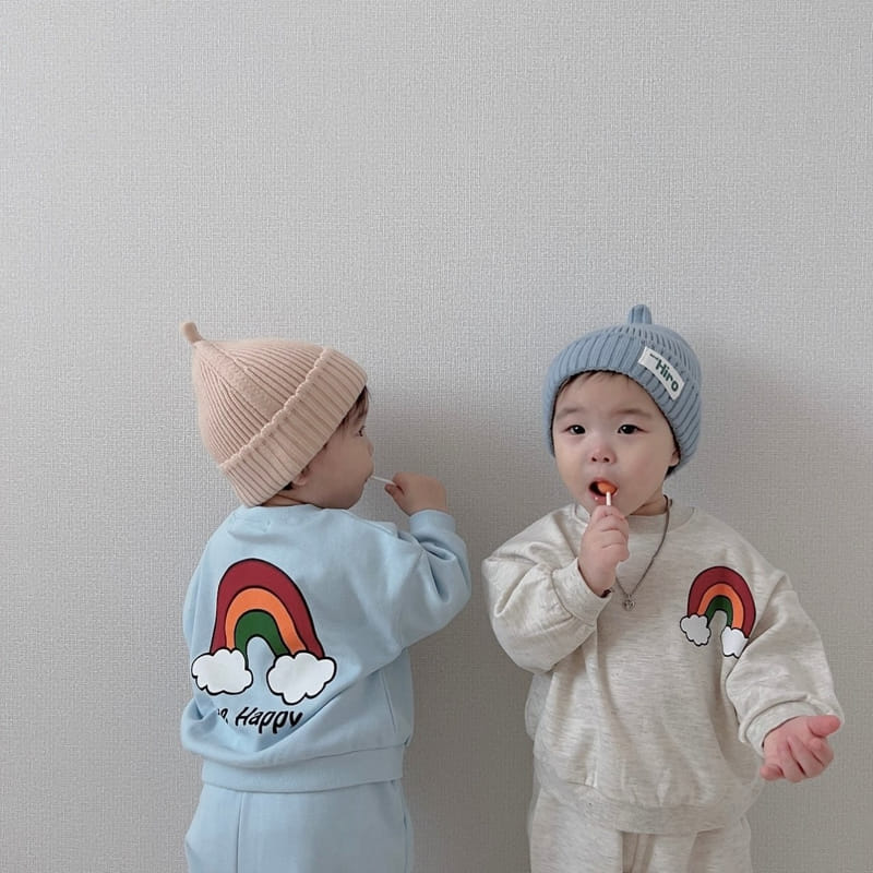 Moran - Korean Children Fashion - #kidsshorts - Rainbow Top Bottom Set - 5