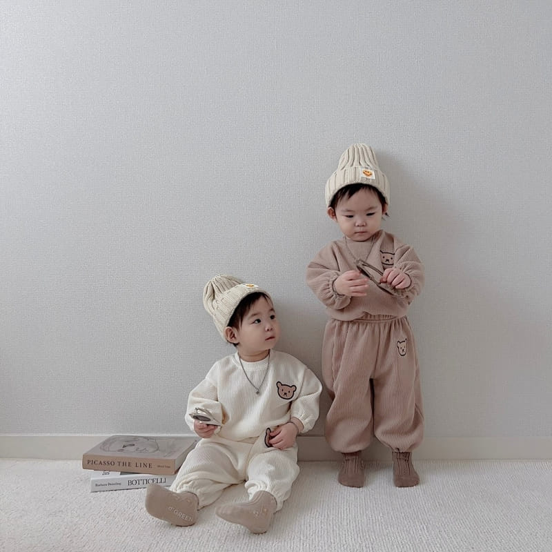 Moran - Korean Children Fashion - #magicofchildhood - Knit Bear Top Bottom Set - 5