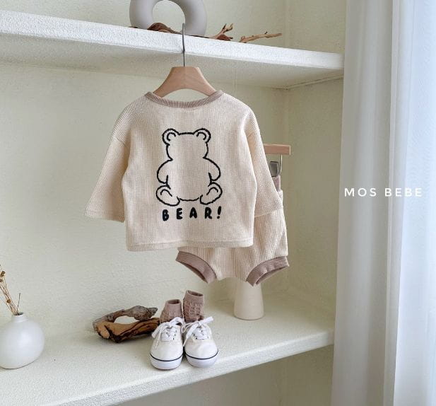 Mos Bebe - Korean Baby Fashion - #onlinebabyshop - Bebe May Waffle Cardigan Set - 4