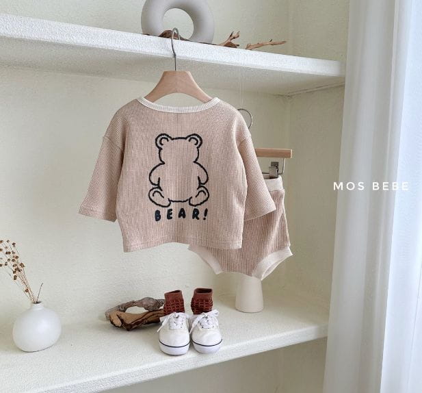 Mos Bebe - Korean Baby Fashion - #babyboutiqueclothing - Bebe May Waffle Cardigan Set - 6