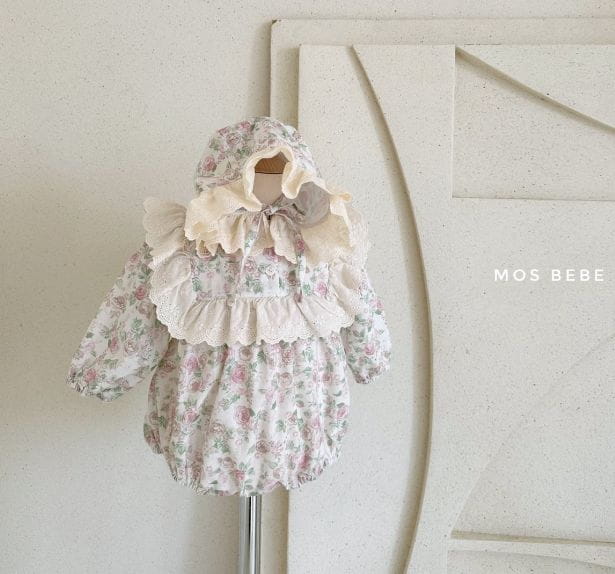 Mos Bebe - Korean Baby Fashion - #babyclothing - Rose Frill Bodysuit with Hat - 3