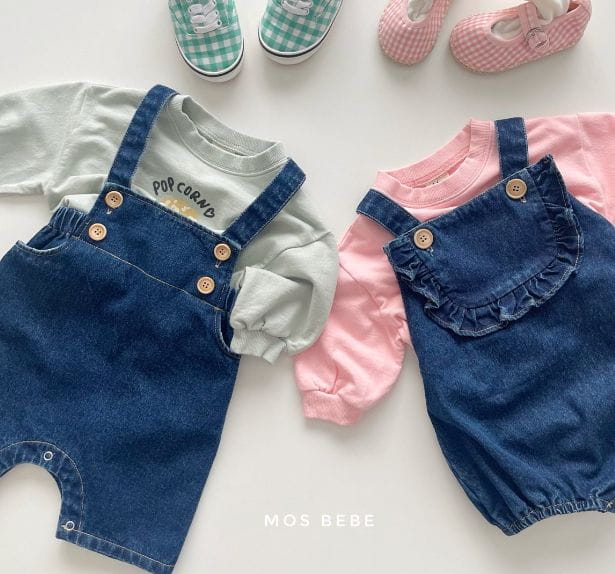 Mos Bebe - Korean Baby Fashion - #babyclothing - Denim Button Dungarees - 10