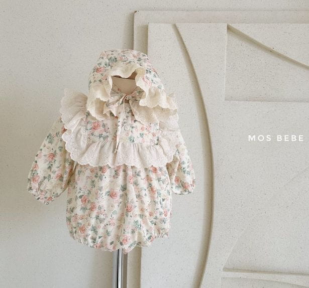 Mos Bebe - Korean Baby Fashion - #babygirlfashion - Rose Frill Bodysuit with Hat - 6