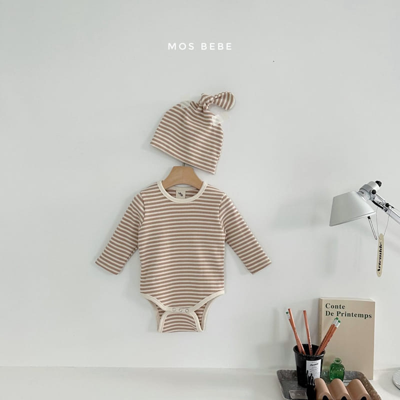 Mos Bebe - Korean Baby Fashion - #babyootd - Daily Pot Bodysuit with Bonnet - 3