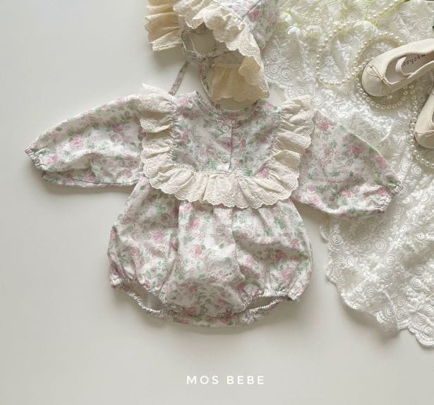 Mos Bebe - Korean Baby Fashion - #babyootd - Rose Frill Bodysuit with Hat - 9