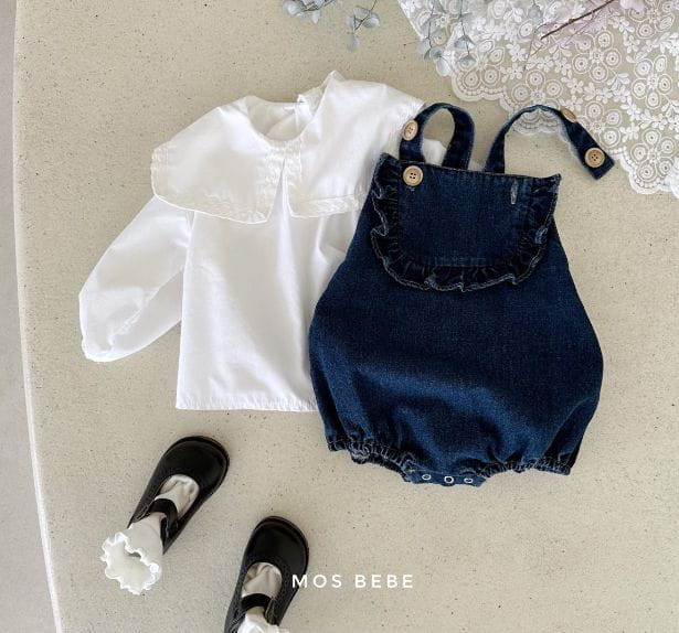 Mos Bebe - Korean Baby Fashion - #babyoutfit - Denim Frill Bodysuit - 3