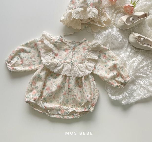 Mos Bebe - Korean Baby Fashion - #babywear - Rose Frill Bodysuit with Hat - 12