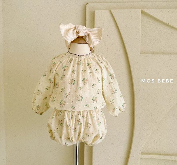 Mos Bebe - Korean Baby Fashion - #babywear - Bebe Mar Blanc Top Bottom Set with Hairband - 8