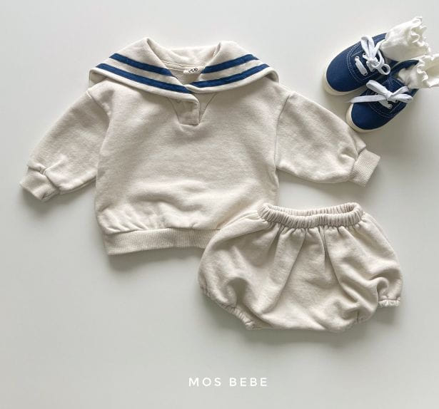 Mos Bebe - Korean Baby Fashion - #babywear - Bebe Sailor Top Bottom Set - 3