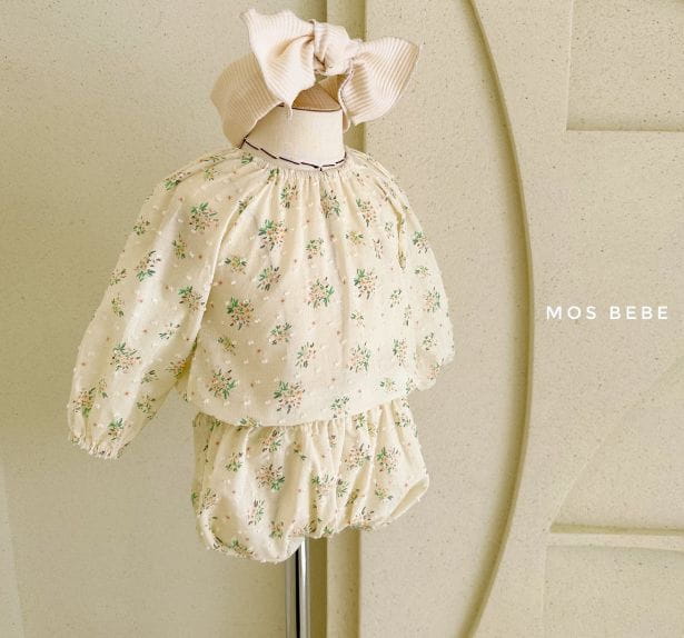 Mos Bebe - Korean Baby Fashion - #onlinebabyboutique - Bebe Mar Blanc Top Bottom Set with Hairband - 9