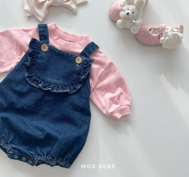 Mos Bebe - Korean Baby Fashion - #onlinebabyboutique - Denim Frill Bodysuit - 6
