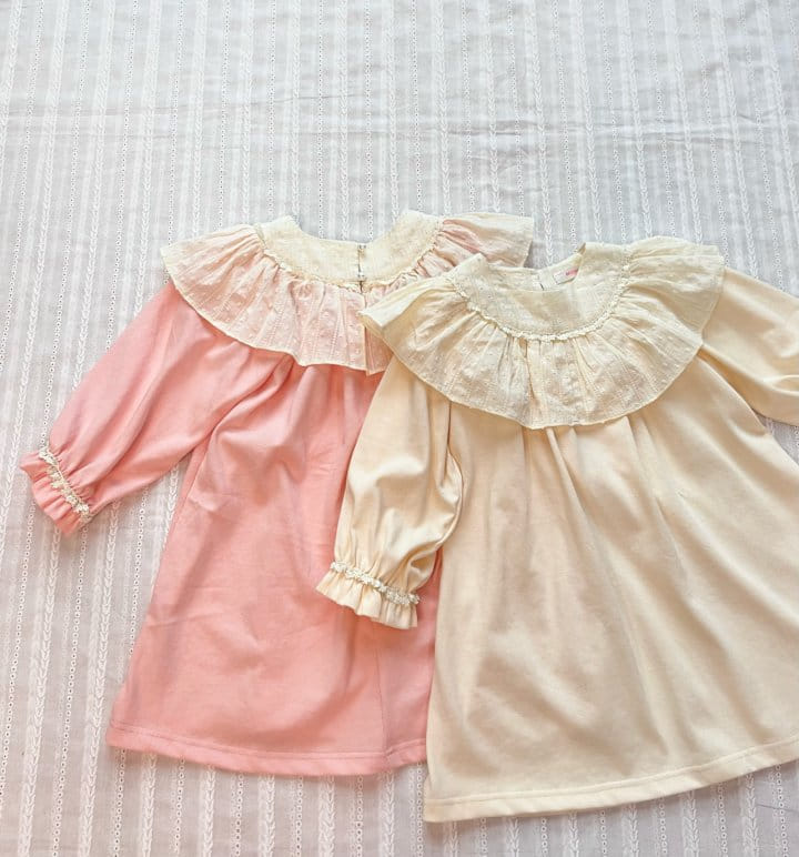 Mumunbaba - Korean Children Fashion - #kidzfashiontrend - Cream Lace One-piece - 12